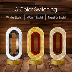 Oval Crystal LED Table Lamp - Decorative Night Light with Touch Sensor | Modern Design